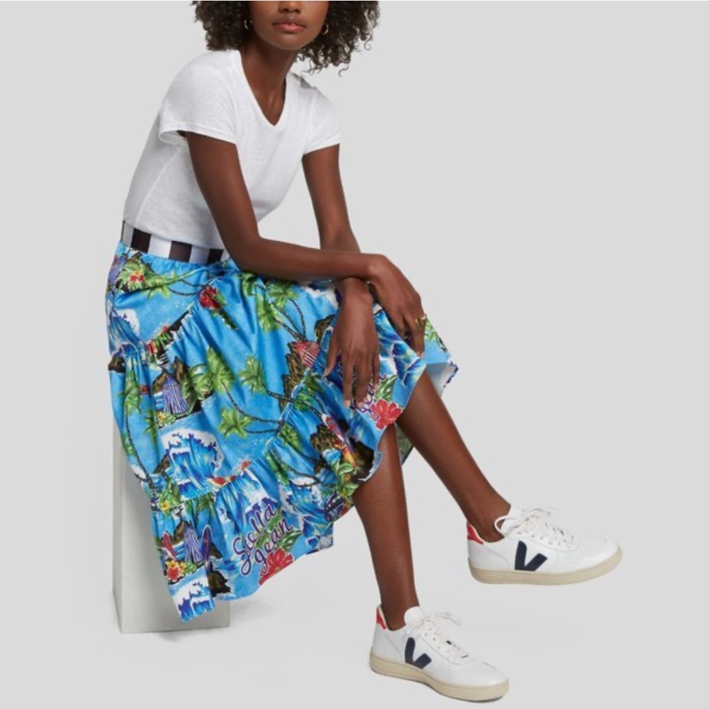 Stella Jean - GONNGA LUNGA SKIRT - NWT - IT44 - color: Hawaii, Azur